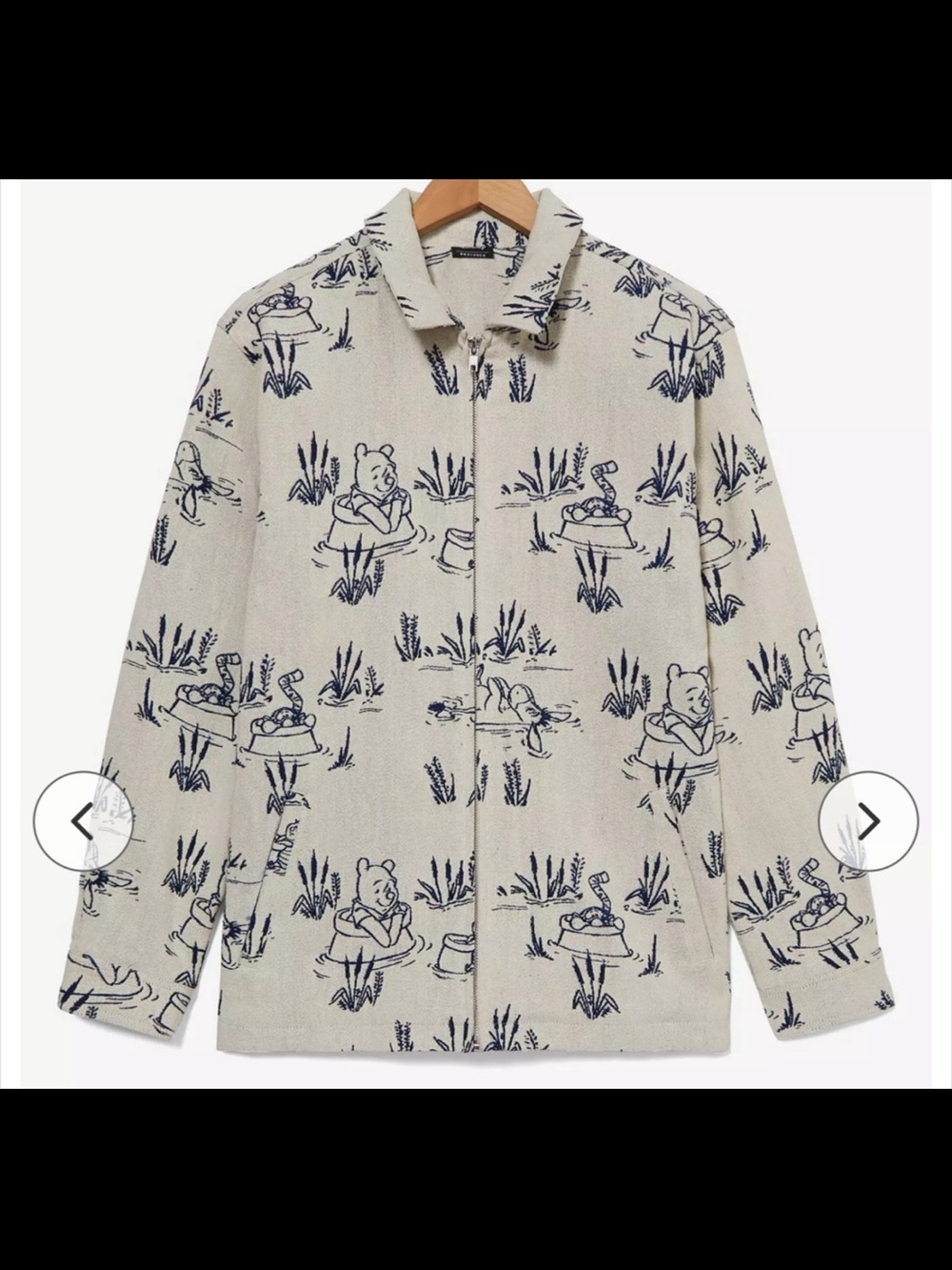 Winnie the Pooh-Boxed Lunch-Beige Jacket with Blue Winnie the Pooh Print-Mens - Picture 2 of 13